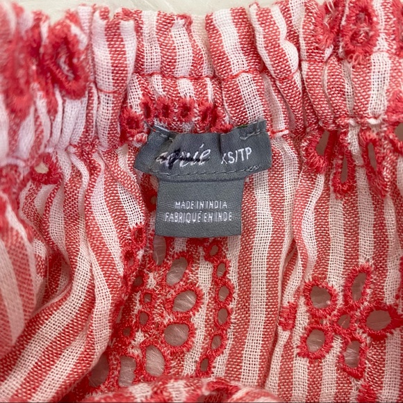 AERIE Red Flower Striped Blouse - Picture 6 of 6